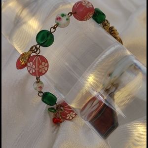 HipStarArt Fruity floral repurposed charm bracelet